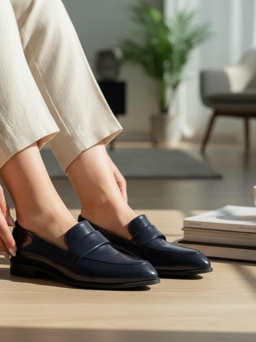 Nine West Women’s Dark Navy Patent Leather Slip-On Loafers - Picture 8 of 8